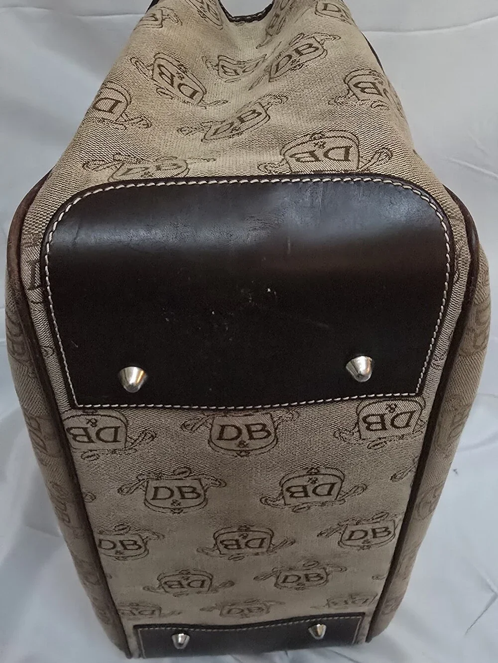 Dooney & Bourke Signature Monogram Satchel Tote Brown Leather